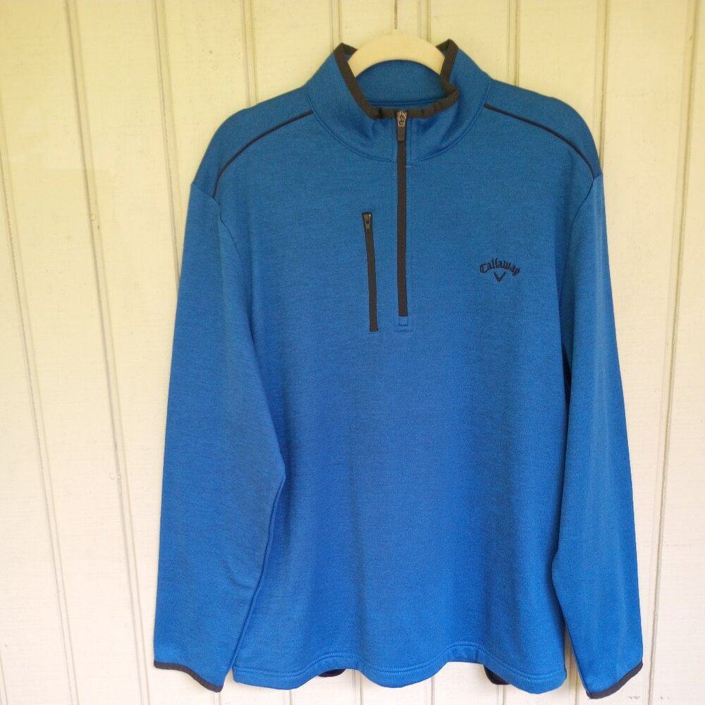 Callaway 1/4 Zip Pullover Men's Large Blue Golf Long Sleeve Active Sweater